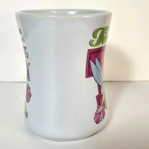 Tinker Bell Coffee Mug Cup Disney Store Tink Pixie Squad Cheer Pink Green - Picture 2 of 9